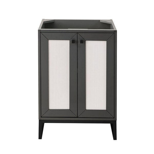 Chianti 24in Single Vanity Cabinet, Mineral Gray, Matte Black